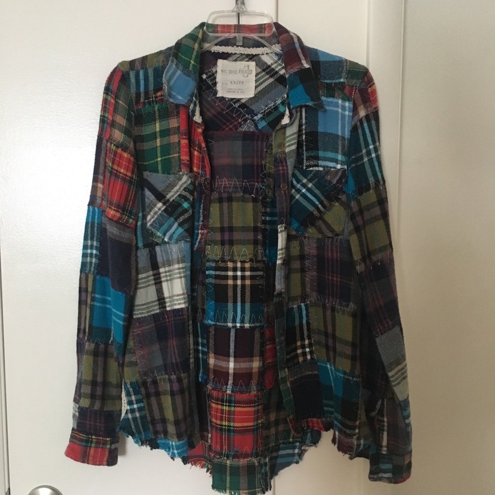 Free People “We The Free” Plaid Button up, RARE!